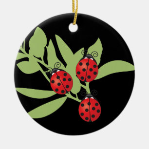 Drie Lucky Ladybugs Keramisch Ornament
