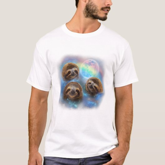 Drie luiaard en regenboog t-shirt (Voorkant)