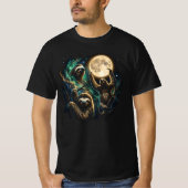 Drie luiaards die reageren op de maan t-shirt (Voorkant)