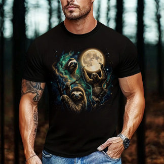 Drie luiaards die reageren op de maan t-shirt