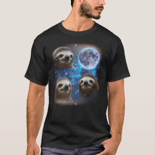 Drie luiaards huilen naar de maan Weird Meme Sloth T-shirt