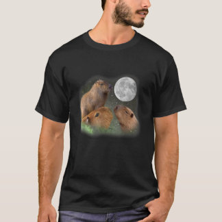 Drie Maan Capybaras Grappig Schattig Dier Parodie T-shirt