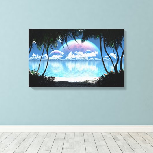 Drie maanbaai (dag) canvas afdruk (Insitu (Houten vloer))