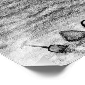 Drie maanden per dag bij de strand, potloodtekenin foto afdruk (Hoek)