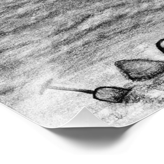 Drie maanden per dag bij de strand, potloodtekenin foto afdruk (Hoek)