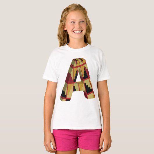 Drie maatletter A T-shirt (Voorkant volledig)