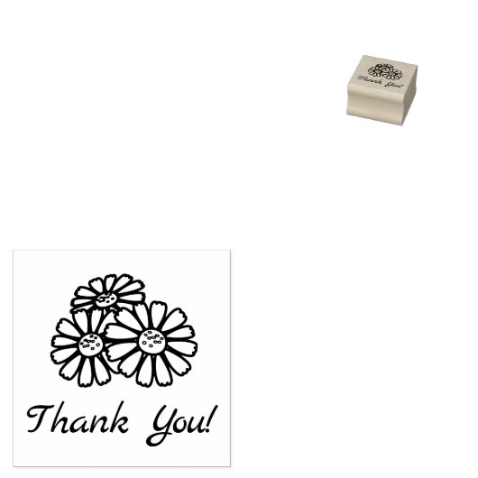 Drie madeliefjes dank u 1x1 rubberstempel (Gestempeld)