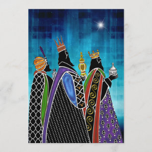 Drie Magi Bearing Gifts onder Starry Sky Kaart