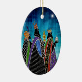 Drie Magi Bearing Gifts onder Starry Sky Keramisch Ornament (Rechts)