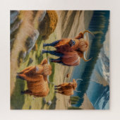Drie majestueuze Highland runderen Legpuzzel (Horizontaal)