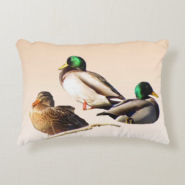 Drie Mallard Ducks Accent Pillow Decoratief Kussen (Voorkant)