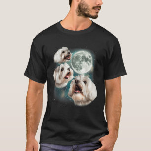 Drie Maltese Maan 3 Schattige Huilende Honden Malt T-shirt