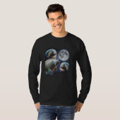 Drie Manatee Maan 3 Huilend naar de Maan Grappig W T-shirt (Voorkant volledig)