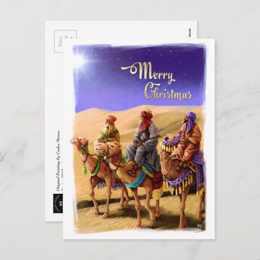 Drie Mannen die Kerstmis schilderen Briefkaarten (Voorkant / Achterkant)