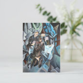 Drie Mannen die passen op geometrische kunst na Ro Briefkaart (Staand voorkant)