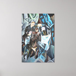 Drie Mannen die passen op geometrische kunst na Ro Canvas Afdruk