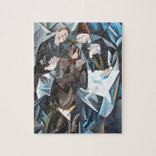 Drie Mannen die passen op geometrische kunst na Ro Legpuzzel