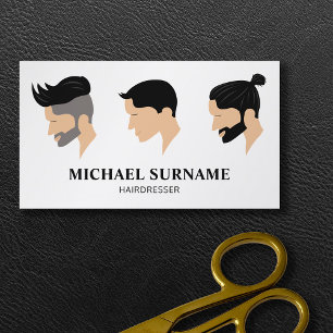 Drie Mannen Hair Styles Tekening Hairdresser Barbe Visitekaartje