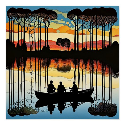 Drie mannen in een boot perfect poster (Voorkant)