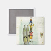 Drie mannen in evenwicht op twee gondels, 1772 magneet (Voorkant / Achterkant)