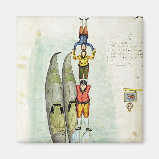 Drie mannen in evenwicht op twee gondels, 1772 magneet (Voorkant)