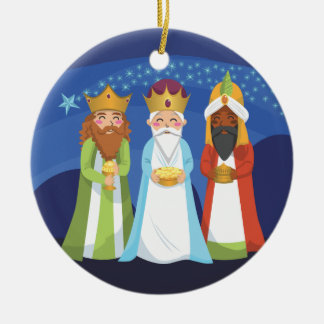 Drie Mannen Keramisch Ornament