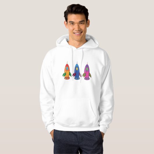 Drie Mannen raketten Hoodie (Voorkant volledig)