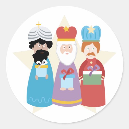 Drie Mannen Ronde Sticker (Voorkant)
