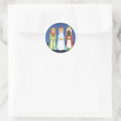Drie Mannen Ronde Sticker (Tas)