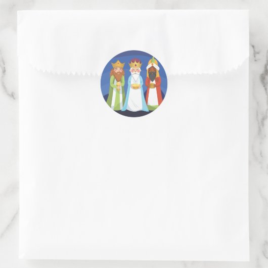 Drie Mannen Ronde Sticker (Tas)