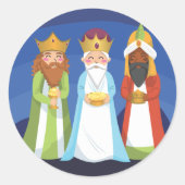 Drie Mannen Ronde Sticker (Voorkant)