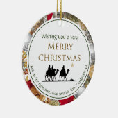 Drie Mannen | Schrift | MERRY CHRISTMAS Keramisch Ornament (Rechts)