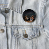 Drie Mannen van Wise bij de Nativiteit Ronde Button 5,7 Cm (In situ)