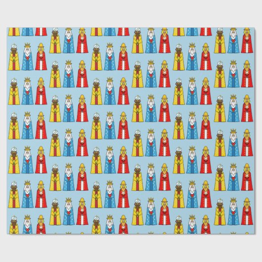 Drie Mannen van Wise op Licht Blauw Cadeaupapier (Vlak)