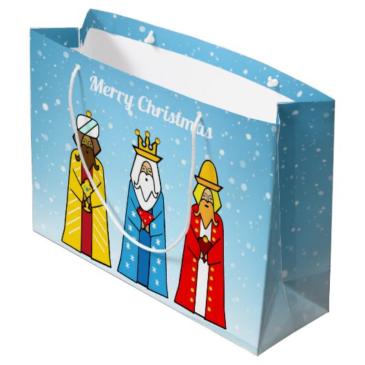 Drie Mannen van Wise op Licht Blauw Groot Cadeauzakje (Achterkant Gekanteld)