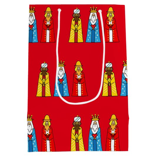 Drie Mannen Wise op Red Medium Cadeauzakje (Achterkant)