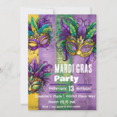 Drie Mardi Gras maskers in Paarse goudgroen Kaart (Voorkant)