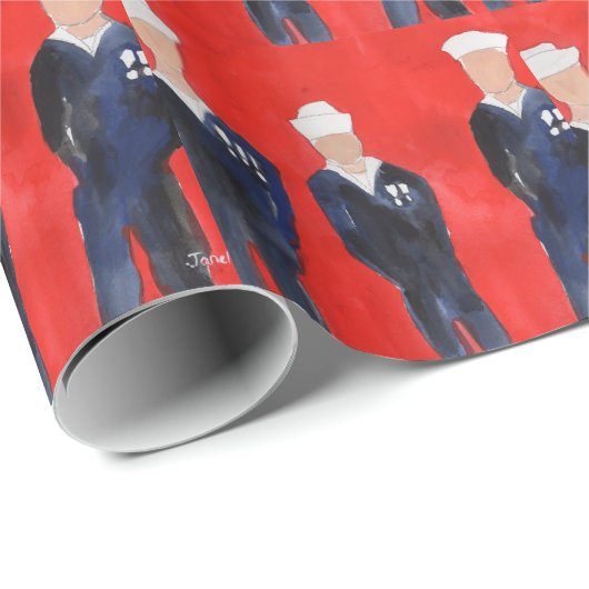 Drie marinesailors cadeaupapier (Rol Hoek)