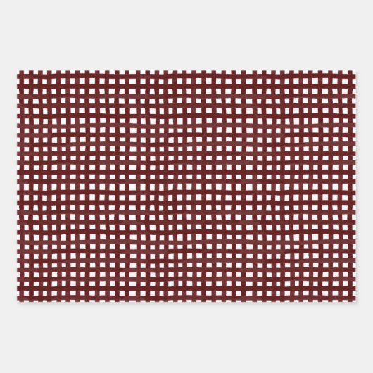 Drie Maroon & Wit Designer Wrapping Sheets Set Inpakpapier Vel (Voorkant 3)