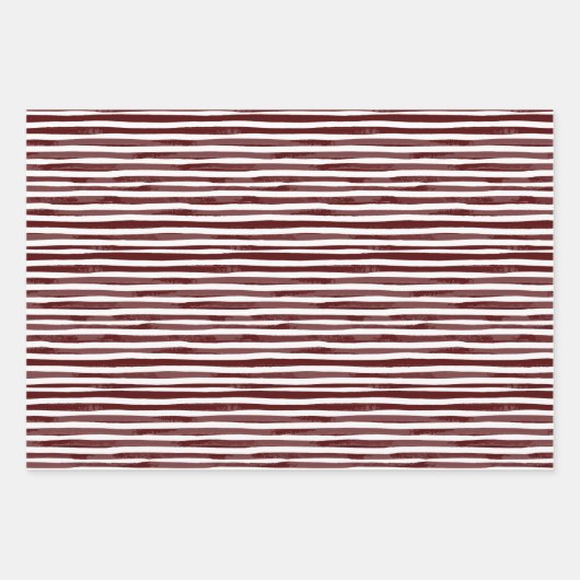 Drie Maroon & Wit Designer Wrapping Sheets Set Inpakpapier Vel (Voorkant 2)