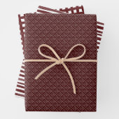 Drie Maroon & Wit Designer Wrapping Sheets Set Inpakpapier Vel (In situ)