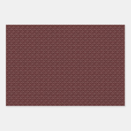 Drie Maroon & Wit Designer Wrapping Sheets Set Inpakpapier Vel