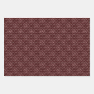 Drie Maroon & Wit Designer Wrapping Sheets Set Inpakpapier Vel