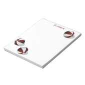 Drie maroon witte basketballen aangepaste naam notitieblok (Linkerzijde)