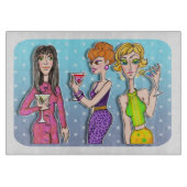 DRIE MARTINI-DIVA'S Glas Snijplanken (Voorkant)