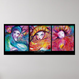 DRIE MASKS/Venetiaanse carnavalzijde Poster