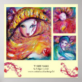DRIE MASKS/Venetiaanse carnavalzijde Poster (Voorkant)