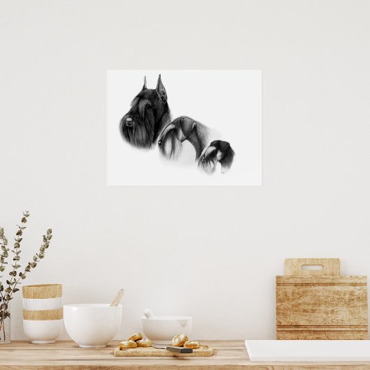Drie maten van het POSTER van schnauzers (Keuken)