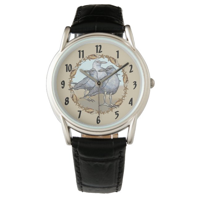 Drie meeuwen kijken toe horloge (Voorkant)