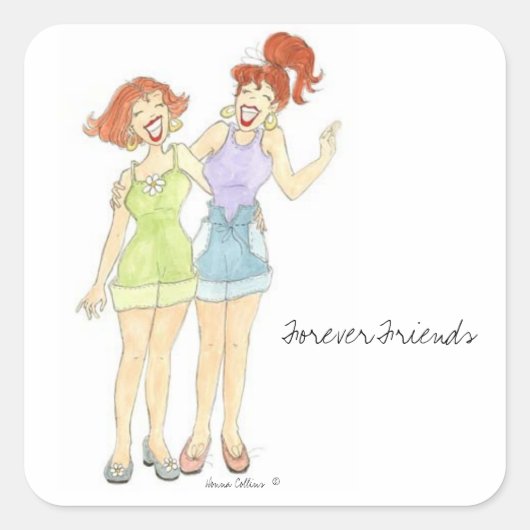 Drie meisje vrienden voor altijd sticker (Voorkant)